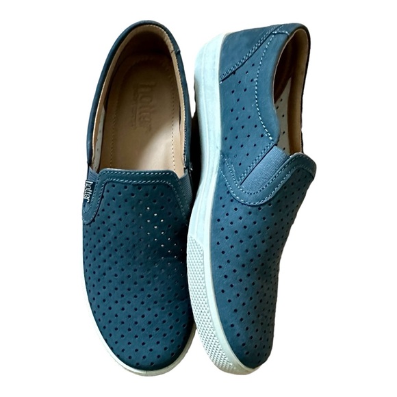 hotter Shoes Hotter Daisy Womens Slipon Shoe Leather Blue Size